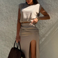 🌸New Arrival 50%OFF💖 Women's Elegant Top & High Slit Skirt Set