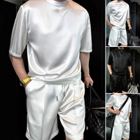 Men's Casual Solid Top & Shorts 2-Piece Set