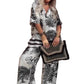 ⏳Time-limited Special⏰Women's Casual Printed V-Neck Top and Long Pants Set