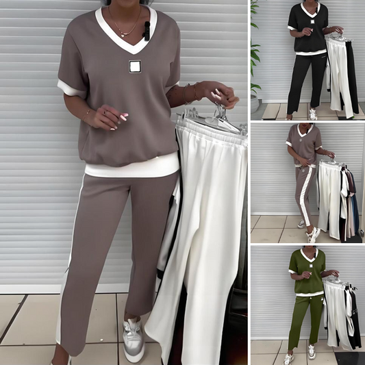 ✈️ Free shipping 💜Women's Casual V-Neck Top and Pants Set