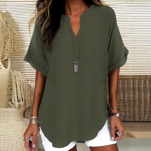 🌸Spring sale: 50% off👕Stylish top in plain fabric with short sleeves