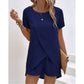 🎁New arrival 50% OFF💥 Women's Solid Color Irregular Top & Shorts Two Piece Set