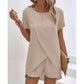 🎁New arrival 50% OFF💥 Women's Solid Color Irregular Top & Shorts Two Piece Set