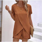 🎁New arrival 50% OFF💥 Women's Solid Color Irregular Top & Shorts Two Piece Set