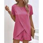 🎁New arrival 50% OFF💥 Women's Solid Color Irregular Top & Shorts Two Piece Set