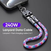 💥2 IN 1 Cell Phone Lanyard Fast Charging Data Cable