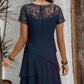 Women's Layered Mesh A-Line Midi Dress