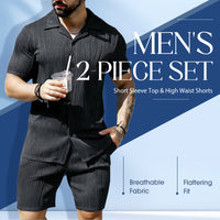 Men's Short Sleeve Top & High Waist Shorts 2-Piece Set