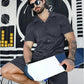 Men's Short Sleeve Top & High Waist Shorts 2-Piece Set