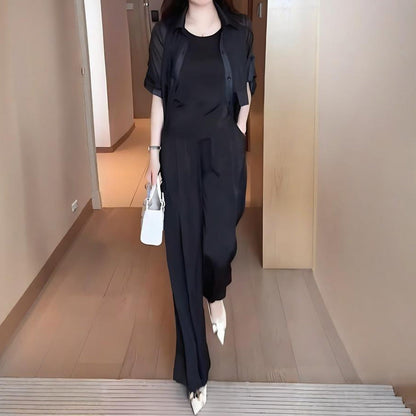 🌟 Women's 3-Piece Shirt Jacket, Vest and Pants Set
