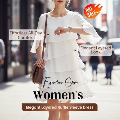 🎁New arrival 40% OFF💥Women's Elegant Layered Ruffle Sleeve Dress – Effortless Style for Every Occasion💃
