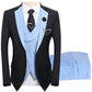 💎50% OFF 💎 Modern Contrast Color Wedding Suit – 3-Piece Slim-Fit Set in Bold Black & Light Blue (8 Colors!) 👔✨