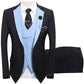 💎50% OFF 💎 Modern Contrast Color Wedding Suit – 3-Piece Slim-Fit Set in Bold Black & Light Blue (8 Colors!) 👔✨