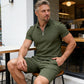 📢📢40% OFF !! ⏰Summer Casual Zip-Neck Shirt & Shorts Set