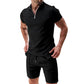 📢📢40% OFF !! ⏰Summer Casual Zip-Neck Shirt & Shorts Set