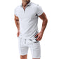 📢📢40% OFF !! ⏰Summer Casual Zip-Neck Shirt & Shorts Set