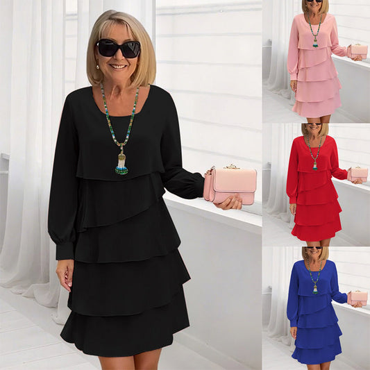 🎁New arrival 50% OFF💥Women's Layered Ruffle Long Sleeve Dress