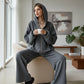 Women's Glitter Zip-Up Hoodie and Wide-Leg Pants Set