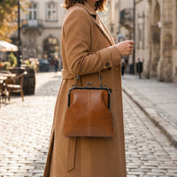 Women's Kiss Lock Crossbody Bag with Top Handle