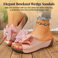 Women's Bowknot Peep-Toe Wedge Sandals