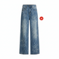 Women's Floral Jacquard Wide-Leg Denim Pants