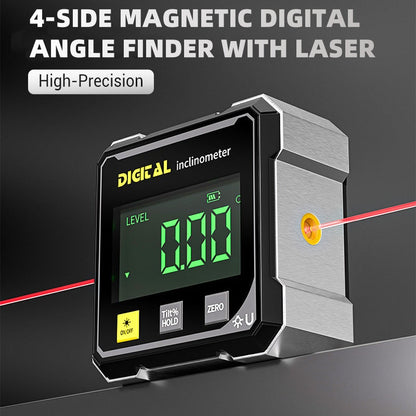 🥳2026 HOT SALE🥳💞50K+ SOLD!🌿 4-Side Magnetic Digital Angle Finder with Laser