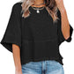💥Last Week Special Sale 40% OFF👚Women's Solid Color Splicing Loose Five Points Flare Sleeve T-Shirt