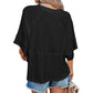💥Last Week Special Sale 40% OFF👚Women's Solid Color Splicing Loose Five Points Flare Sleeve T-Shirt