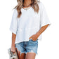 💥Last Week Special Sale 40% OFF👚Women's Solid Color Splicing Loose Five Points Flare Sleeve T-Shirt
