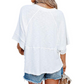 💥Last Week Special Sale 40% OFF👚Women's Solid Color Splicing Loose Five Points Flare Sleeve T-Shirt
