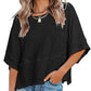 💥Last Week Special Sale 40% OFF👚Women's Solid Color Splicing Loose Five Points Flare Sleeve T-Shirt