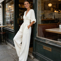Elegant V-Neck Wide-Leg Jumpsuit