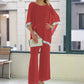 🎁Free Gift 🎁 Elegant Sequin Trim Poncho Top & Wide-Leg Pants Set