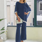🎁Free Gift 🎁 Elegant Sequin Trim Poncho Top & Wide-Leg Pants Set