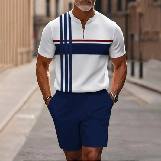 🎁Free Gift 🎁Men's Quarter-Zip Shirt & Shorts Set