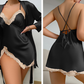 📢📢50% OFF !!!⏰ Lace-Trim Sexy Chemise & Robe Set