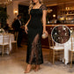 Women's Sequin Patchwork Slit Maxi Dress
