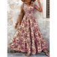 🎁New arrival 50% OFF💥Women's V-Neck Floral Print Smocked Maxi Dress