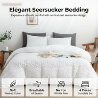 ⚡Free Shipping⚡ 4-Piece Textured Seersucker Bedding Set