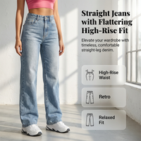 👖 49% OFF NOW! 🔥 Women's High-Waisted Straight Leg Denim Jeans – Flattering Fit, Comfortable Stretch & Versatile Everyday Style ✨
