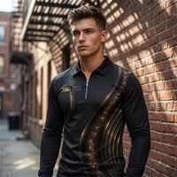 🎁New arrival 50% OFF💥Men's Casual Retro Long Sleeve Zip-Up Polo Shirt