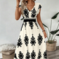 🎁New arrival 50% OFF💥Women's V-Neck Baroque Print Flowy Maxi Dress