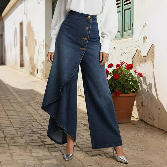 🎁New arrival 50% OFF💥 Asymmetrical Wrap Denim Skirt Pants