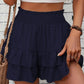 📢📢40% OFF !! ⏰ Solid Color Stretch Waist Layered Short Skirt