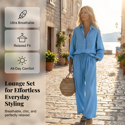 🌸New Arrival 40%OFF💖Women’s Chic Faux-Linen Two-Piece Outfit