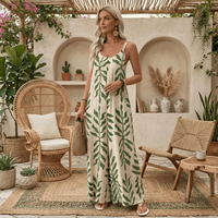 🎁New arrival 50% OFF💥 Women's Leaf Print Spaghetti Strap Jumpsuit