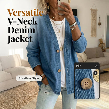 ⏳Limited-time 50% off⏰Women's Classic Button Front Denim Jacket🧥