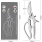 Multi-functional kitchen scissors 🍗 One blade, multiple uses: fish scaler + walnut cracker + bottle opener. Serrated edges for a non-slip grip. Features a safety lock to prevent cuts. ✂️