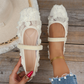 👡 50% OFF NOW! 🌸 Women's Lace Breathable Square-Toe Ballet Flats – Cushioned Footbed, Elastic Strap & Floral Texture ✨