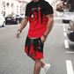 🎁New arrival 50% OFF💥 Men's Graphic Print T-Shirt and Shorts Set— Free Shipping For Two Pieces